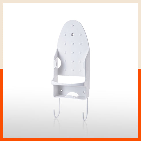 Bathla Heat Resistant Wall Mounted Iron Board Holder with Steel Hooks | Space Saving Design - Organised Cables | White